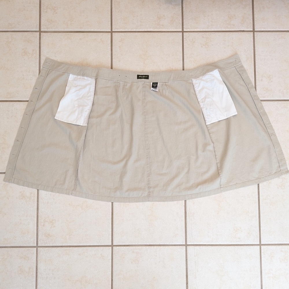 Eddie Bauer Linen & Cotton Size 14 Vintage Button Up A Line Tan Safari Skirt - Picture 14 of 14
